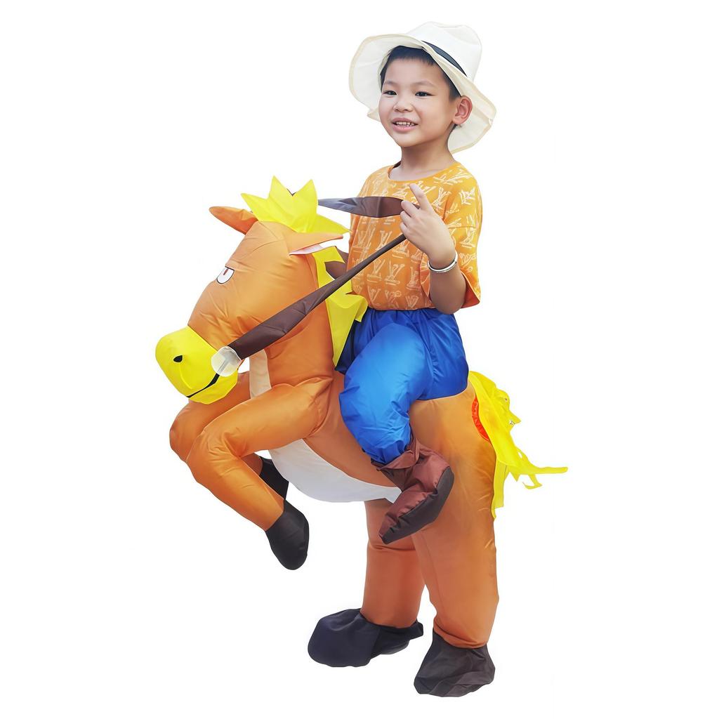 Disfraz Inflable de Caballo de Jazz con Silla de Montar Roja - Perfecto para Halloween y Actuaciones en Escenario