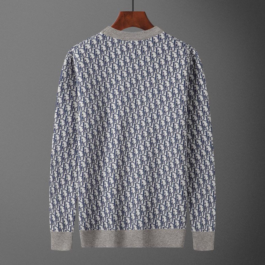 Pánský evropský lehký luxusní podzimní/zimní žakárový svetr s potiskem písmen