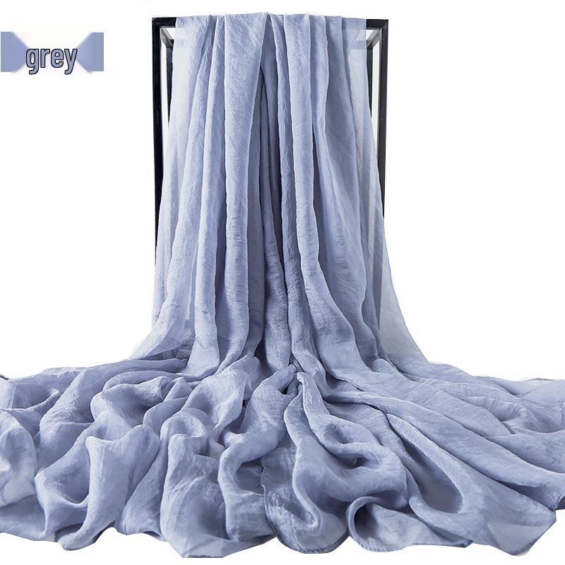 Foulard in Chiffon di Seta Monocolore Extra Lungo 3m x 2.3m: Protezione Solare e Sciarpa Asciugamano da Spiaggia da Viaggio
