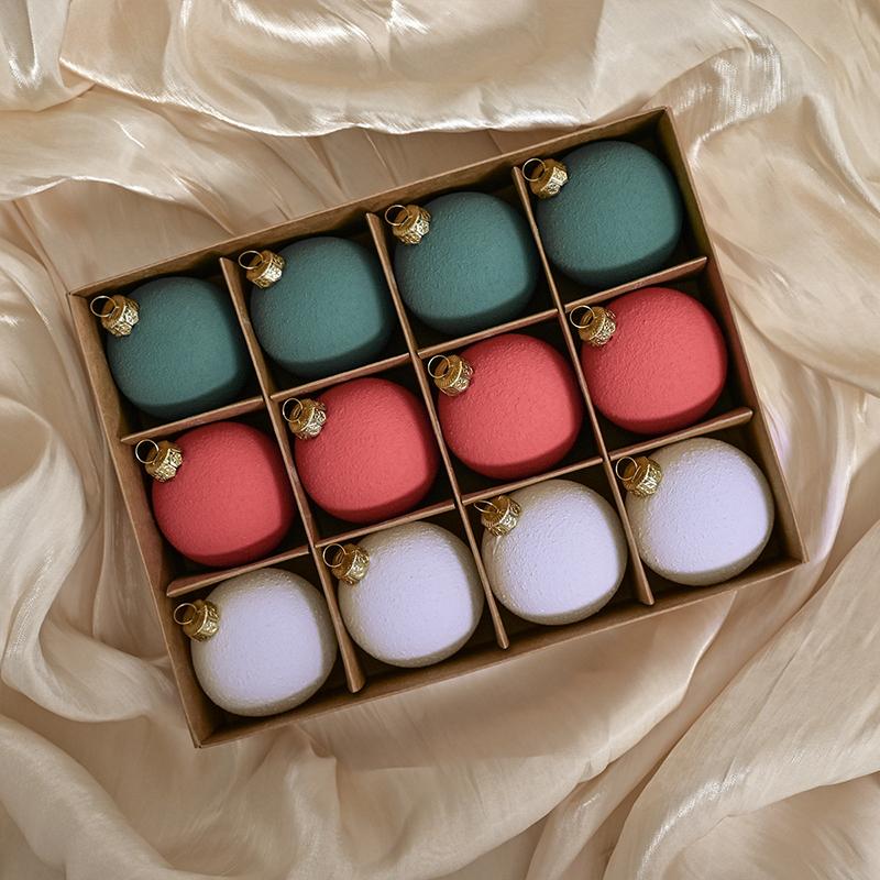 12 Pcs  6cm Christmas Ball Ornaments Creative Texture Xmas Tree Hanging Pendant Home Decor Xmas Party Noel Navidad Decoration