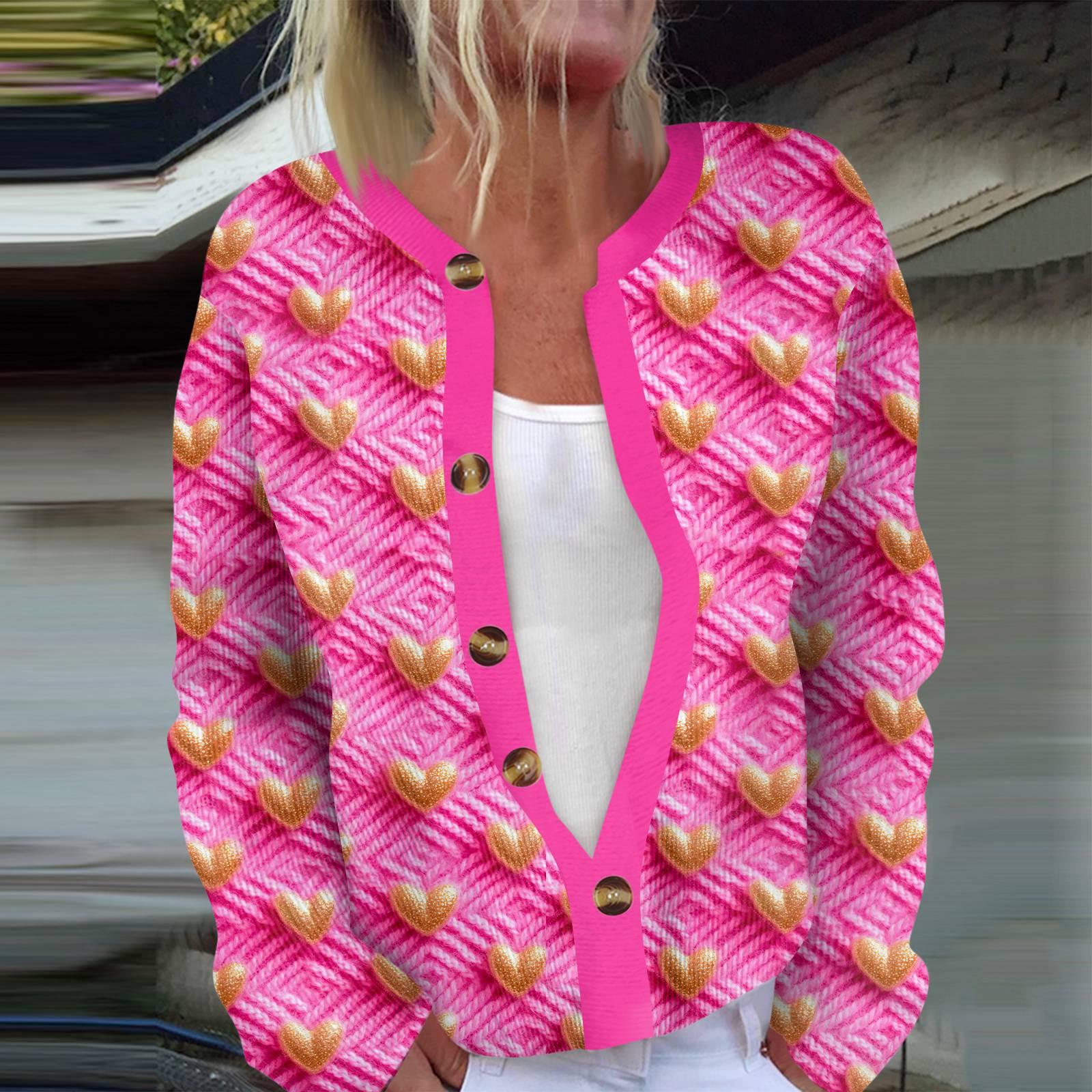 

Женская мода с длинным рукавом ко Дню святого Валентина, кардиган, свитер ко Дню святого Валентина XL золотой