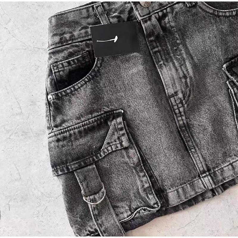 Y2K Retro Denim Skirt Harajuku Goth Short Skirt Black Low Waist Mini Skirt Casual Spring Summer Sexy Slim Fit Hip Skirts