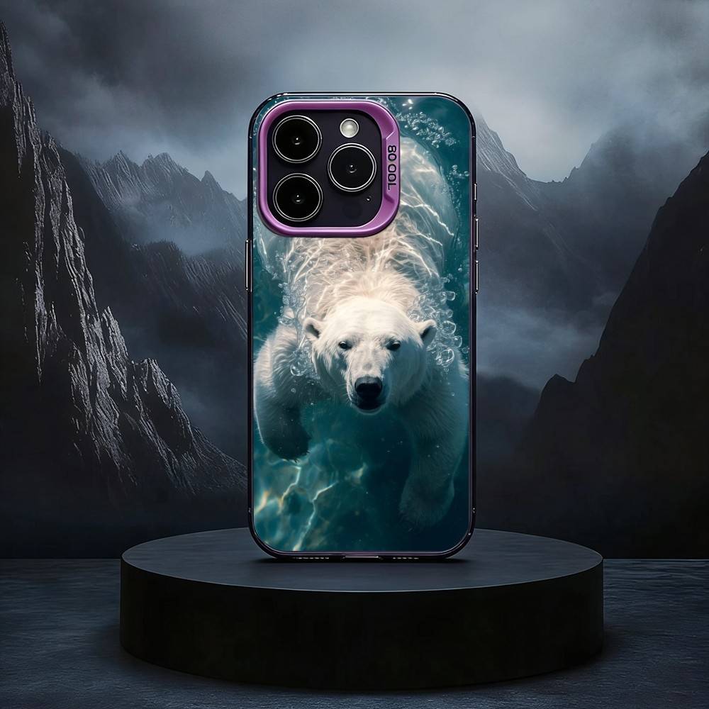A-Animal P-Polar B-Bear Phone Case For iPhone17,16,15,14,13,12,11 Plus,Pro Max Black Candy Silver Phone Case