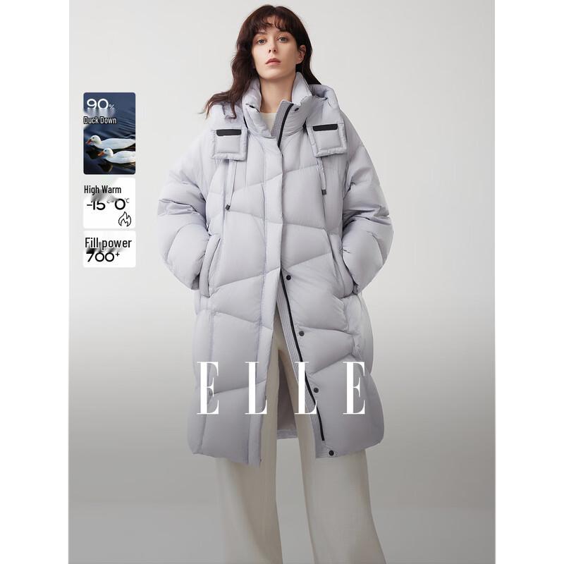 ELLE Women s White Duck Down Hooded Jacket M