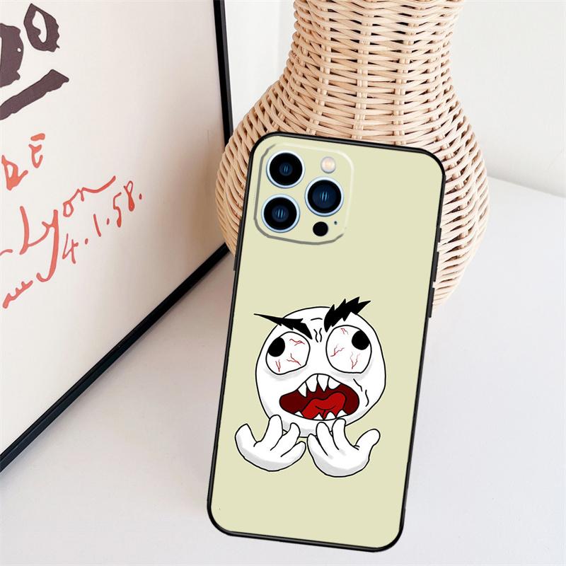 Funda de Teléfono Meme Cara de Troll Para iPhone 16 Pro Max 14 13 12 11 15 17 Pro Max mini 15 16 Plus 16e Cubierta Trasera