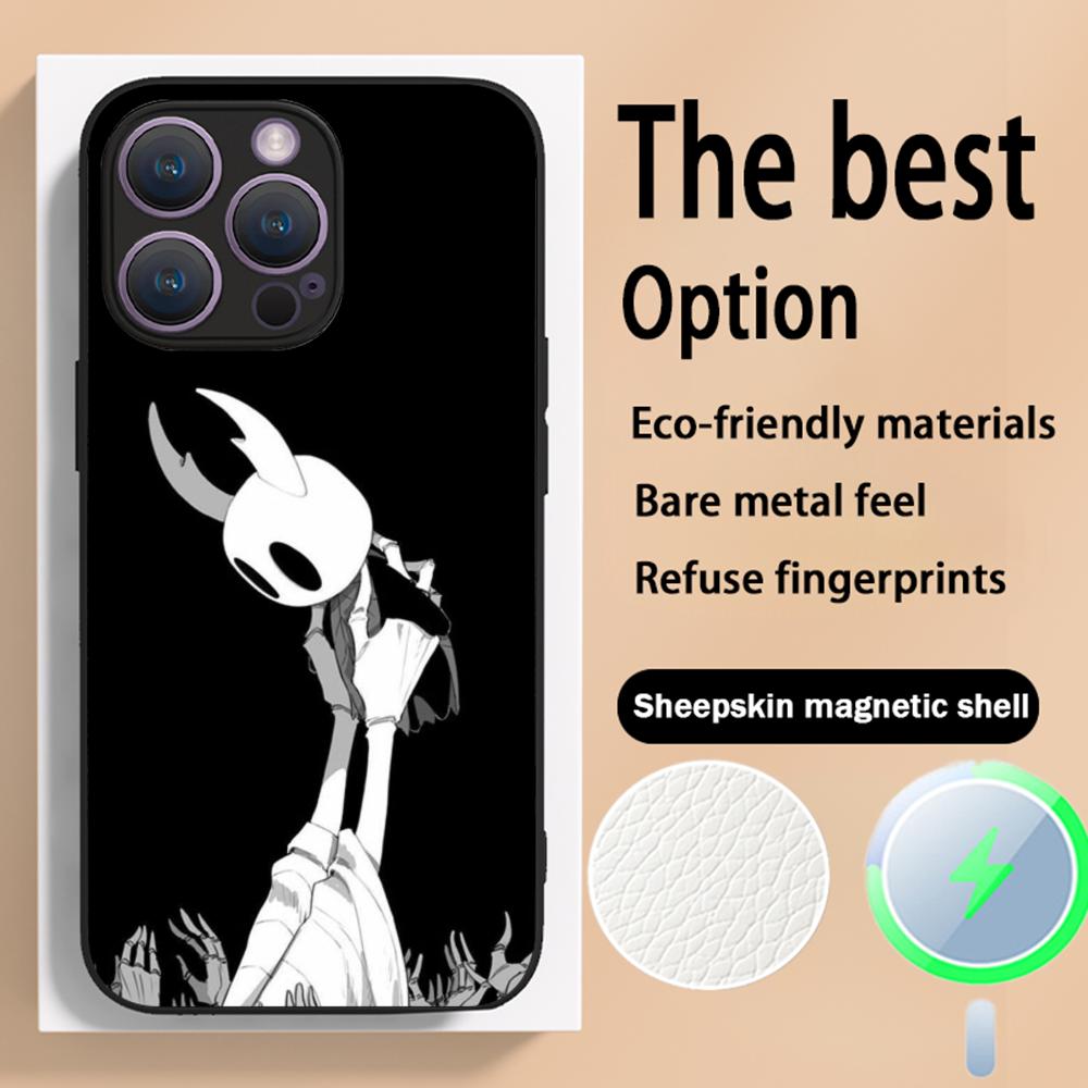 Super fashion Hollow Knights game Phone Case For iPhone 16 15 14 13 12 11 Plus Pro Max High-end Luxury Magsafe Sheepskin