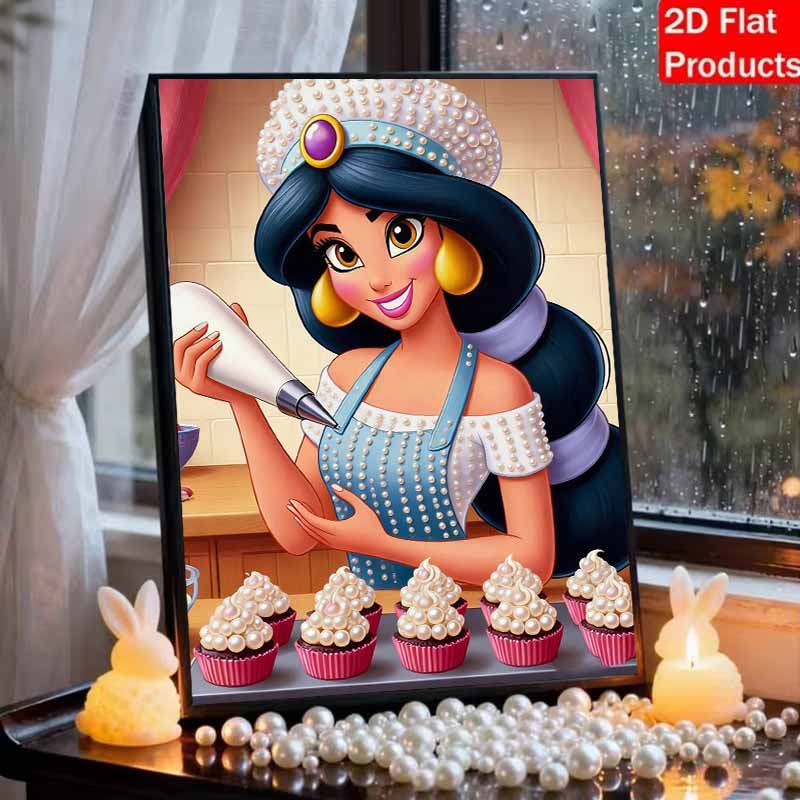 Disney Pearl Painting Set Jasmine Princess Pearl Cupcake Workshop Home Wall Decoration Handmade Gift
