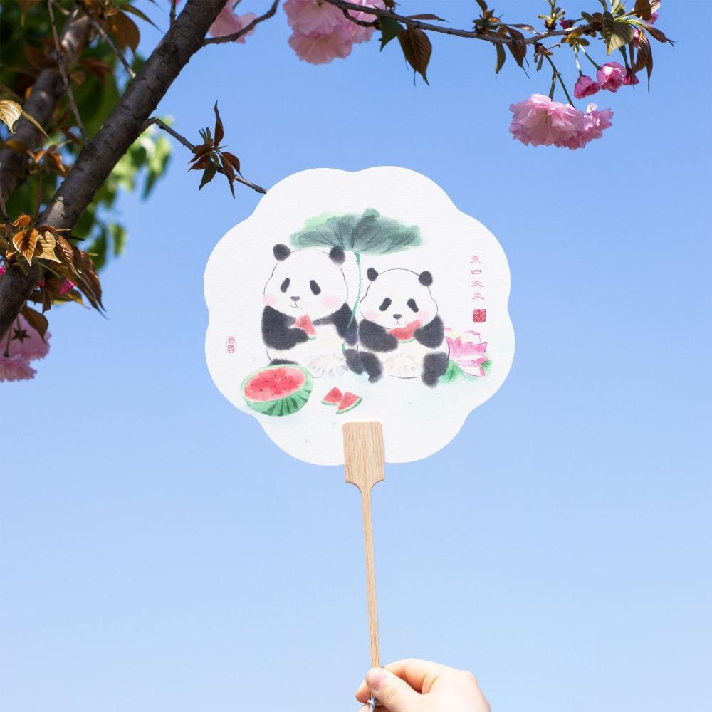 Nationaler Stil Panda Reispapier Gruppenfächer Sommer Touristenattraktionen Hanfu Foto Kreation Nationale Welle Cartoon Antik