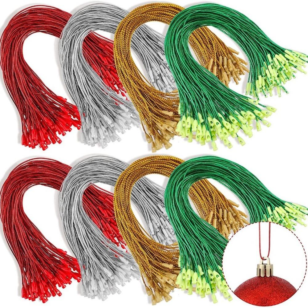 100 Stück 20cm Weihnachtsornament-Schnüre Polyester Weihnachtsanhänger Aufhängeseile Weihnachtsbaumdeko