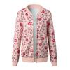 Womens Retro Floral Printing Zipper Up Jacket Casual Tops Coat Outwear