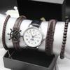 5pcs Set New Automatic Watches for Men Fashion Simple Light Luxury Quartz Watch Bracelets Box Gift for Men