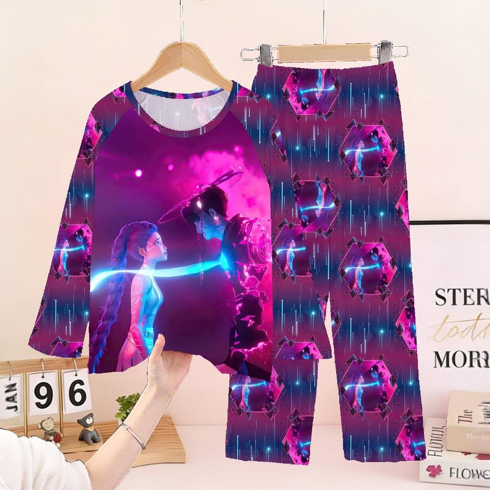 New Demon Hunters Children's Pajamas Long Sleeve Cartoon Girls Babies Middle and Older Children's Loungewear Set