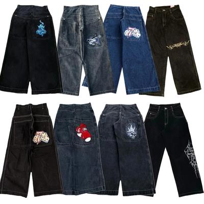Vaqueros holgados Y2K para hombre, vaqueros vintage bordados de alta calidad, estilo hip hop, góticos, ropa de calle Harajuku, vaqueros casuales de pierna ancha para hombre y mujer, nuevos