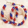 Cross-Border Independence Day Flag Hat Slippers & Heart Earrings in Red, White, Blue Stripes