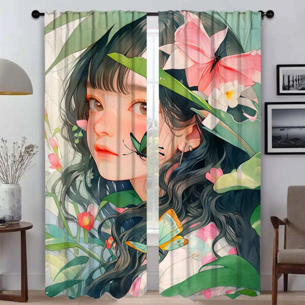Tropical Plant Home Interior Curtains for Living Room Blackout Curtain Halloween Decoration Shades Tulle for Bedroom Partition