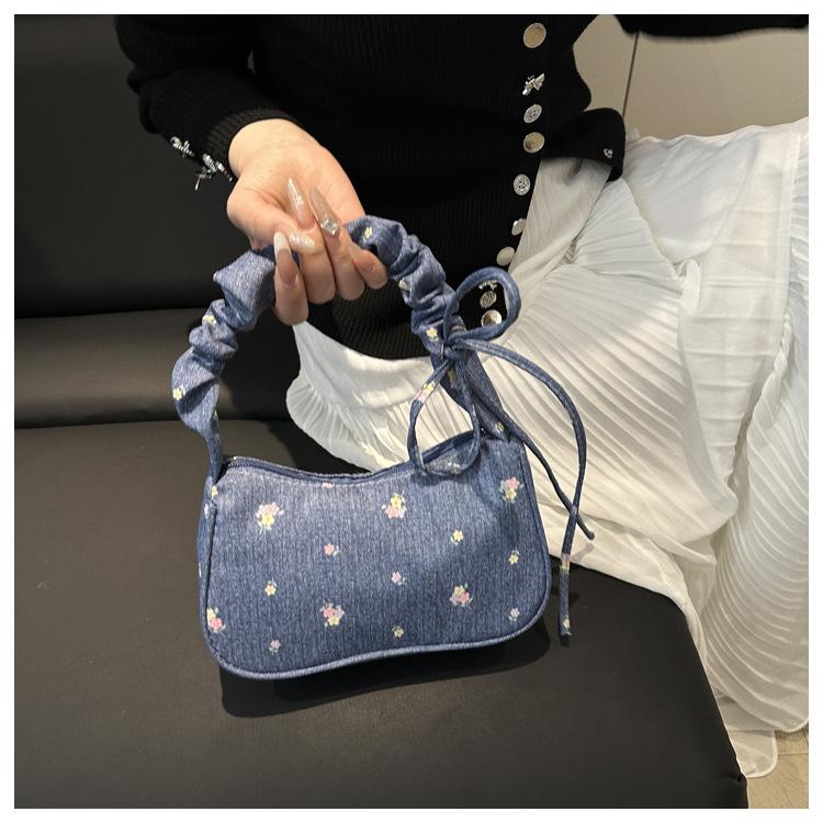 Sweet Japanese Style Cotton Crescent Bag Fashionable Women's Shoulder Handbag Casual Tote KTB