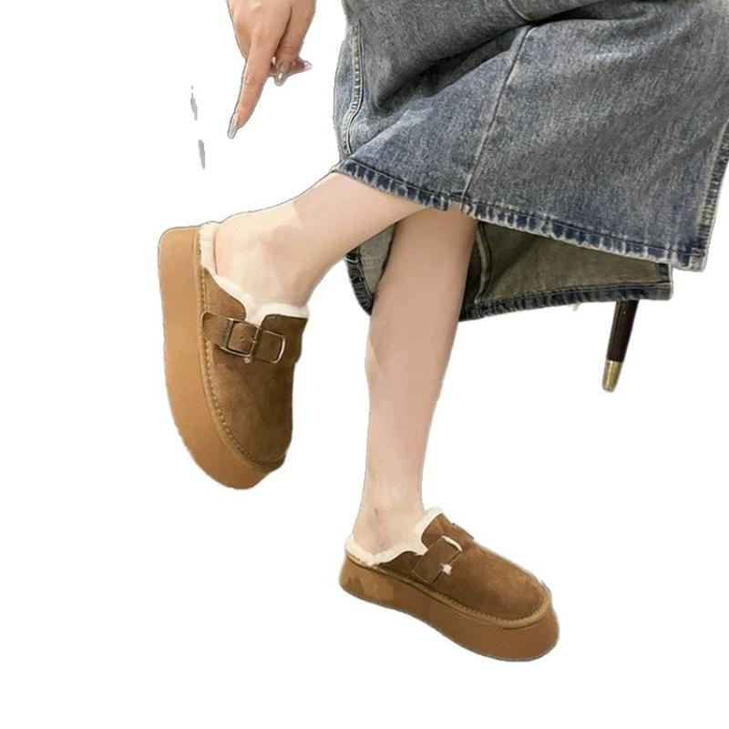 Thick-soled Shoes, Women's Shoes, Warm Fleece Snow Boots, Flip-flops