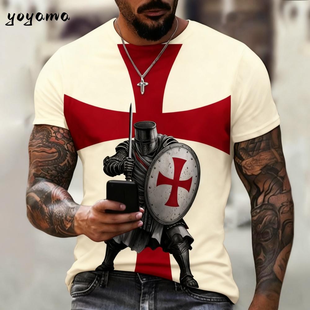 Vintage Templerritter 3D-Druck T-Shirt Kinder Sommer Kinder Kurzarm-T-Shirt Jungen und Mädchen T-Shirts Streetwear Y2k Kleidung