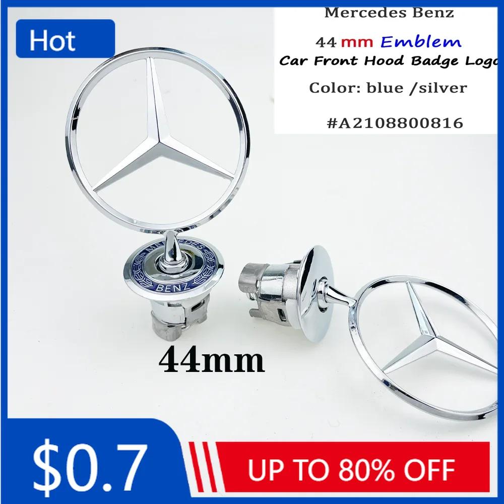 Autoaufkleber 1 Stück 44 mm 3D Metall Blau Chrom Stern Motorhaube Haube Logo Emblem Abzeichen für Mercedes Benz W202 W203 W204 W208 W210 W220 W2