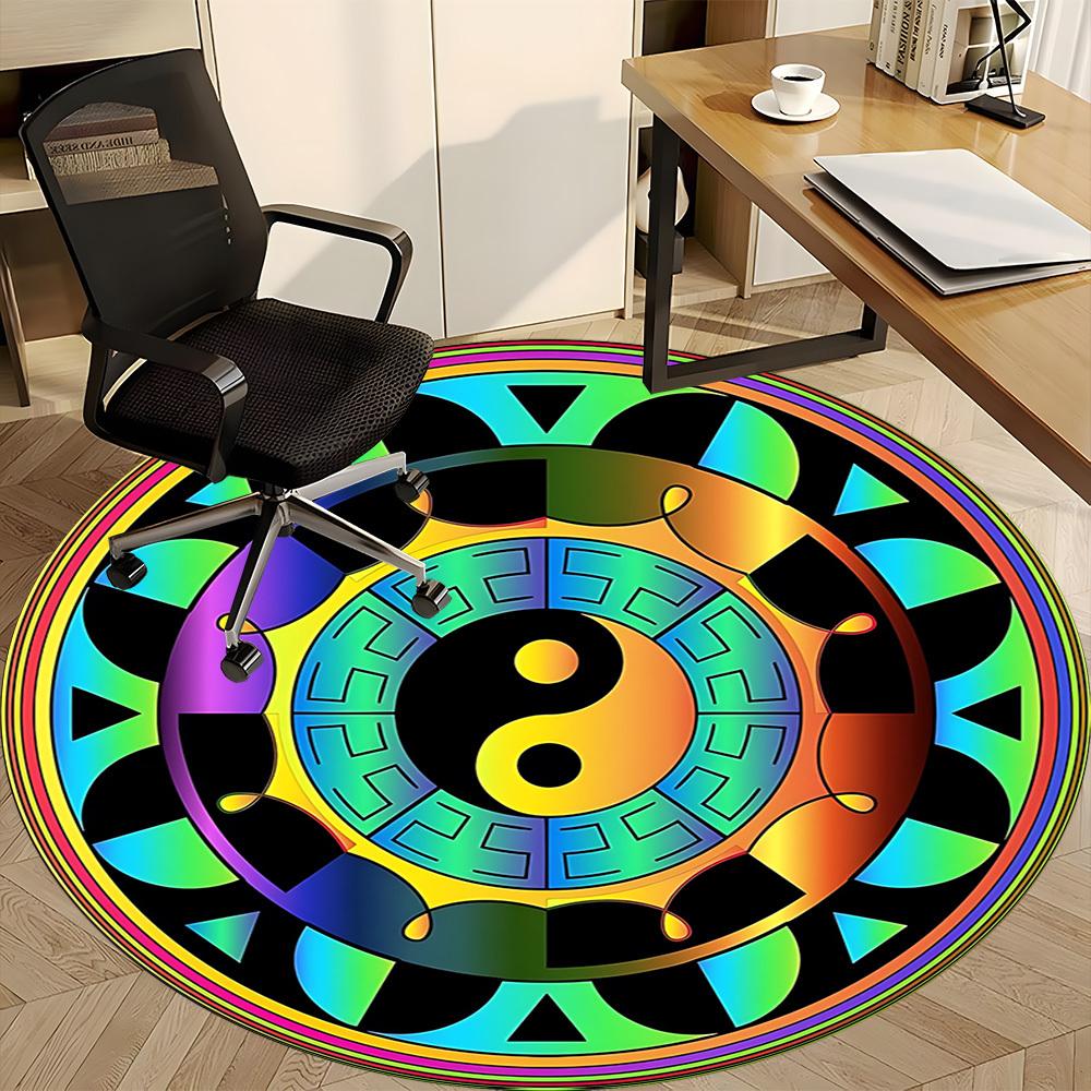 

1PC Yin Yang Symbol Chair Carpet for Office Non-Slip, Lightweight, Machine Washable Rug for Office, Sleeping, Room - Holiday DecorPolyester, 80cm by 80cm