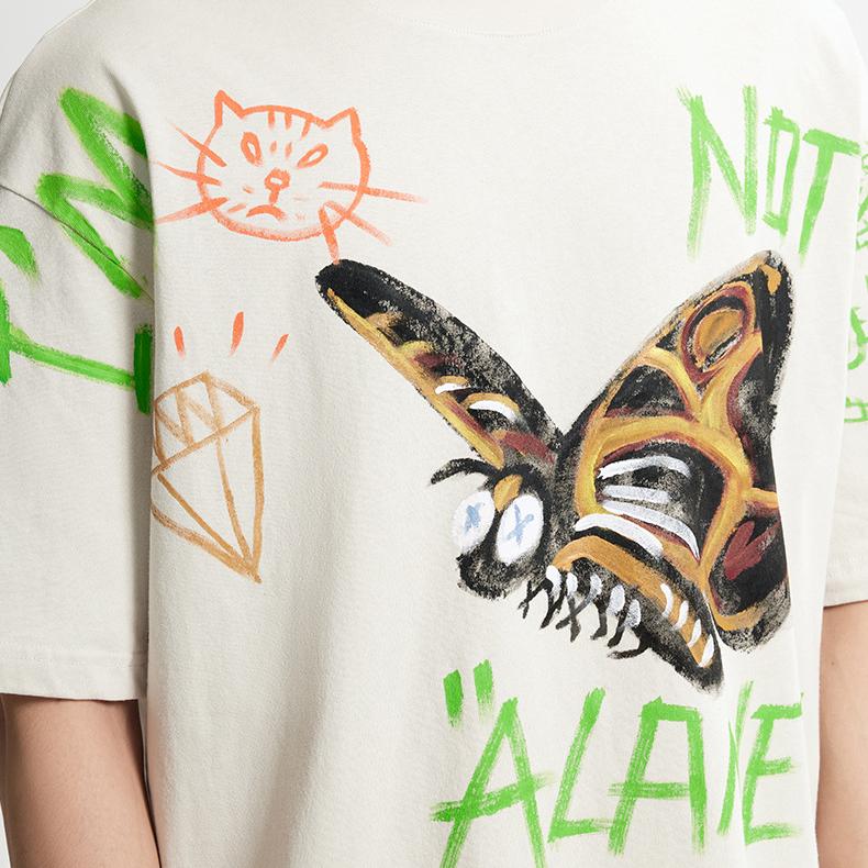 Streetwear Butterfly Graphic Oversized T-Shirt Cotton Tshirt Unisex Tops Tees Summer Short Sleeves T Shirt