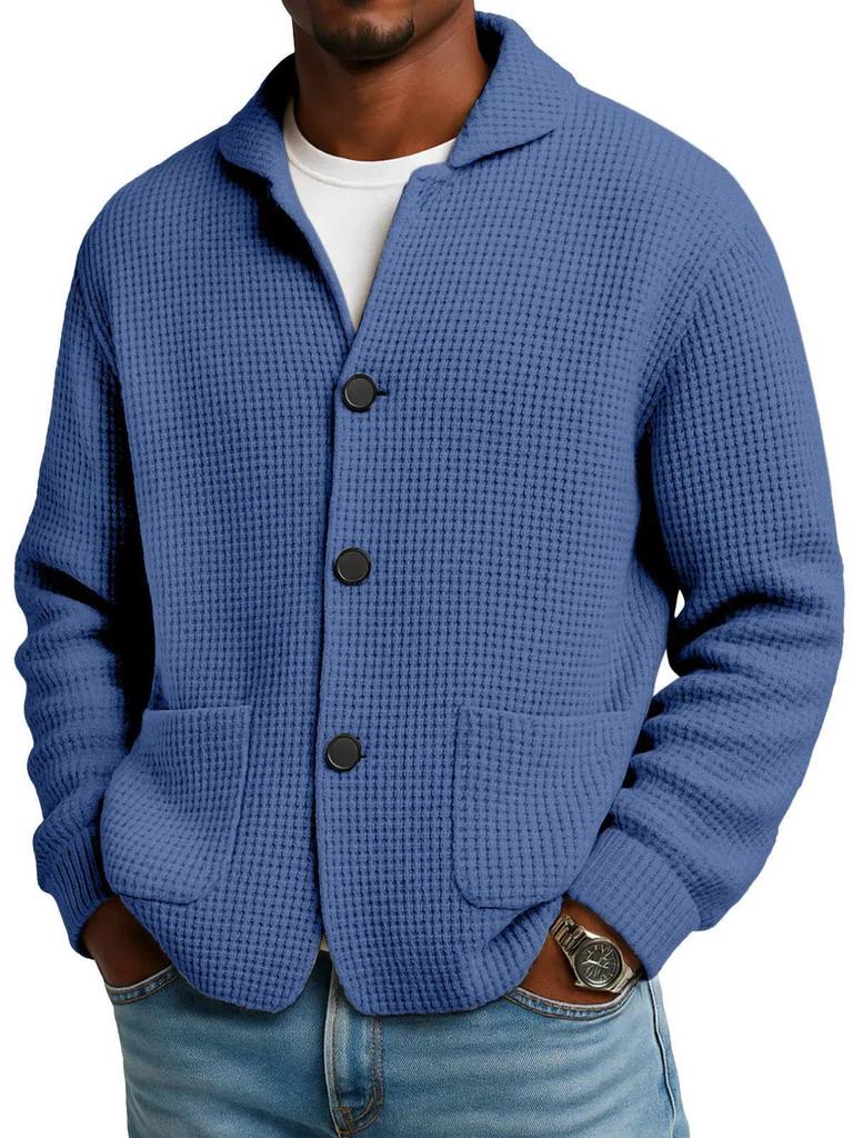 Giacca da Uomo con Revers Europea & Americana - Autunno/Inverno Maglia a Nido d'Ape Camicia Casual alla Moda