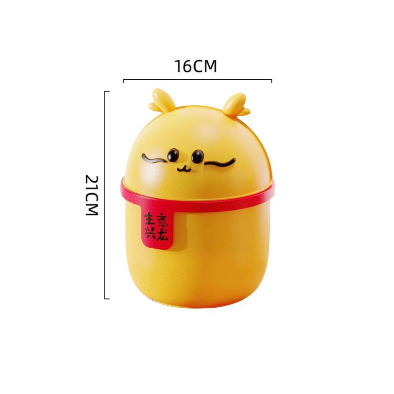 Cartoon Animal Desktop Trash Can with Lid for Home and Dorm Decor