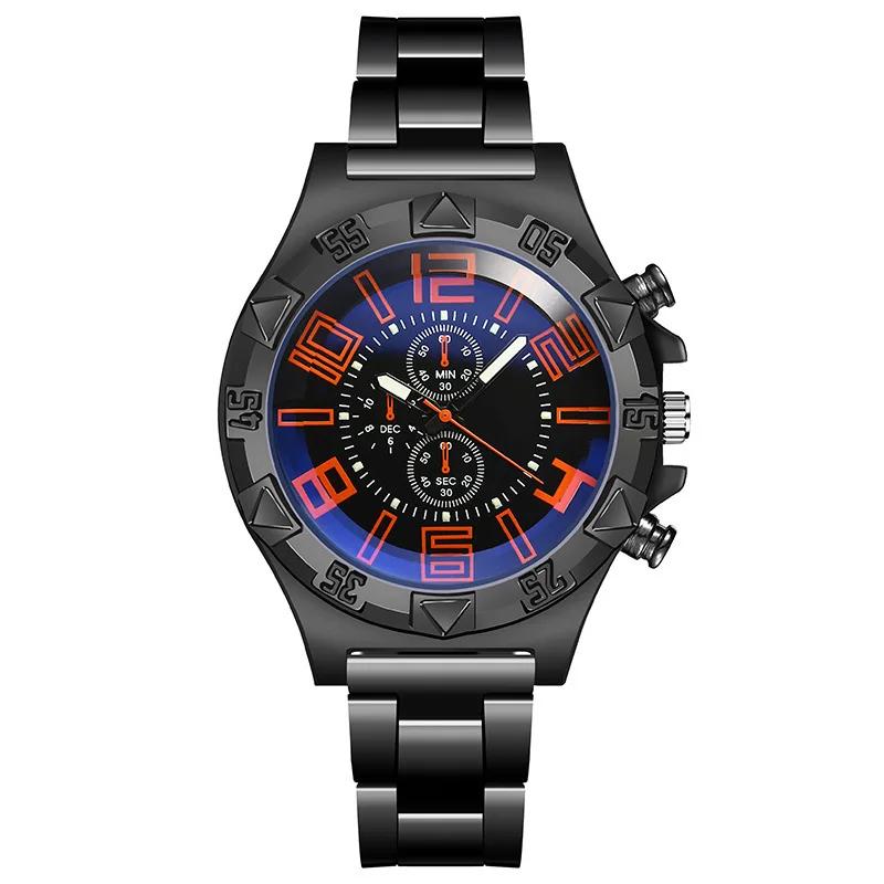 New Fashion Men Quartz Watches Luminous Pointer Stainless Steel Luxury Business Watch for Men Blu-ray Dial Waterproof Male Clock