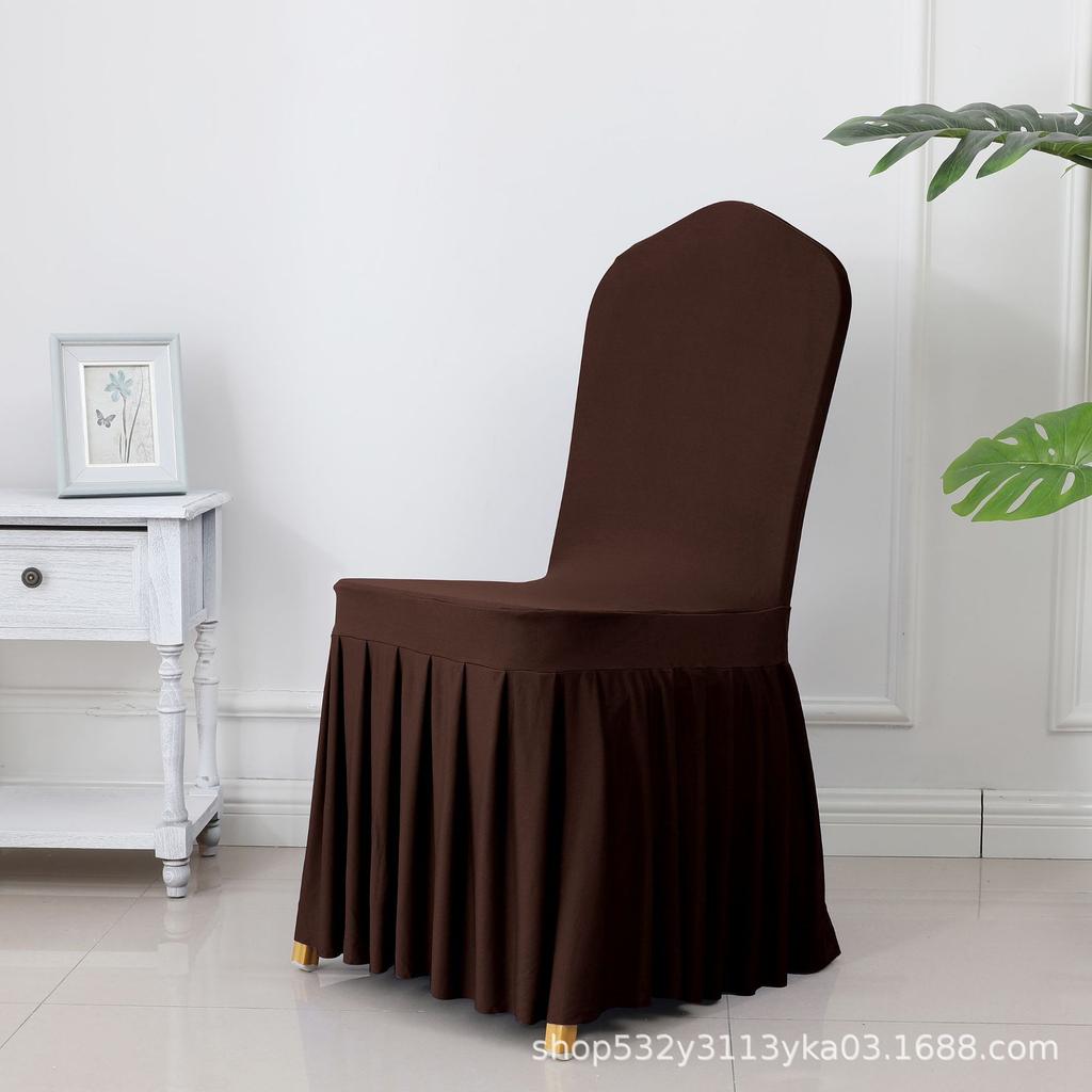 Banquet Chair Cover Thickened Elastic Pleated Skirt Dining Chair Cover Wedding Hotel Party Venue Decoration Simple and Versatile
