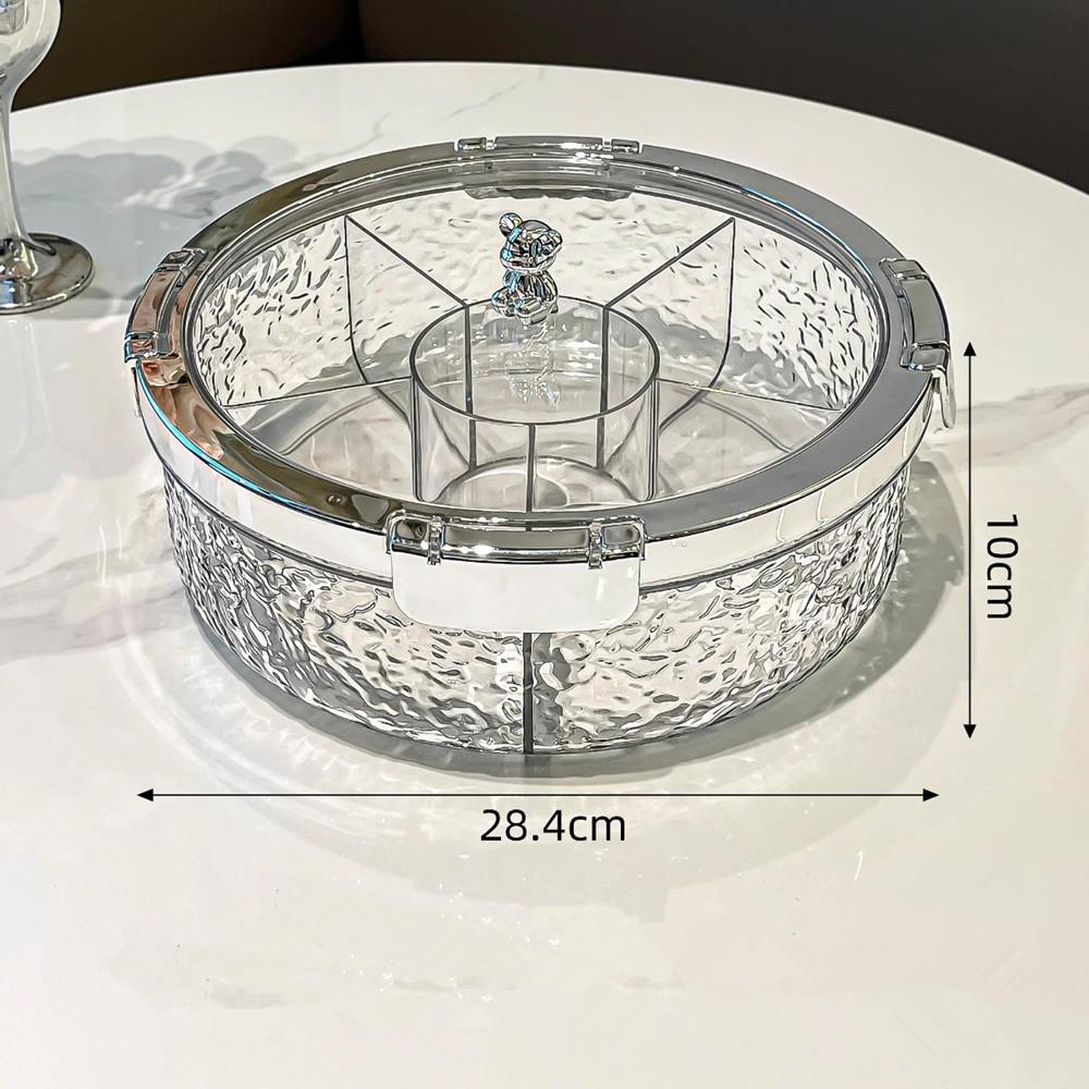 Snack Fruit Divided Plate Box Serving Tray Rack with Lid Candy Platter Compartment Storage Food Nut Dried Snacks Plastic Dish