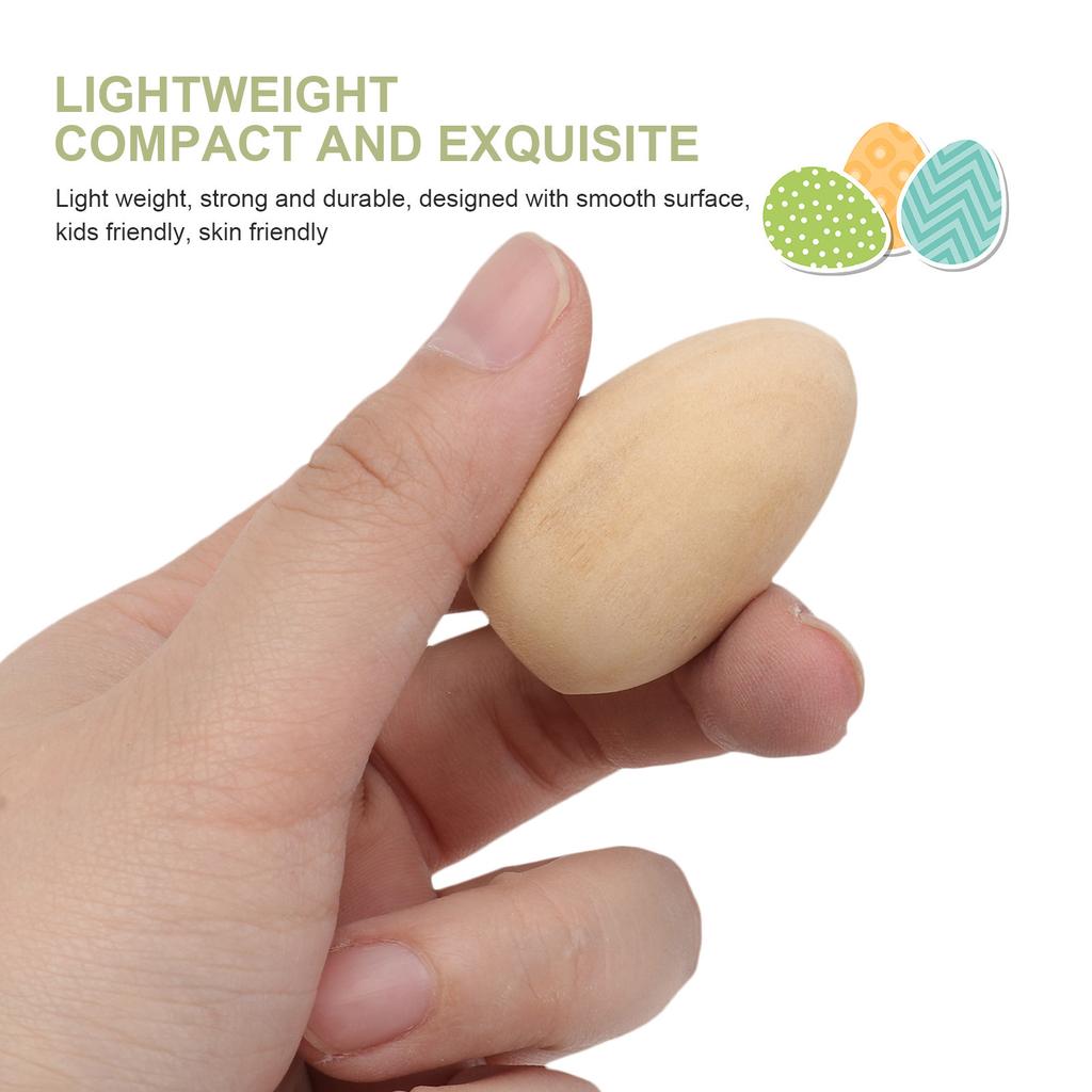 20Pcs DIY Doodle Eggs Kids Hand Painted Craft Flat Bottom Unfinished Wooden Easter Eggs for Painting Exercises