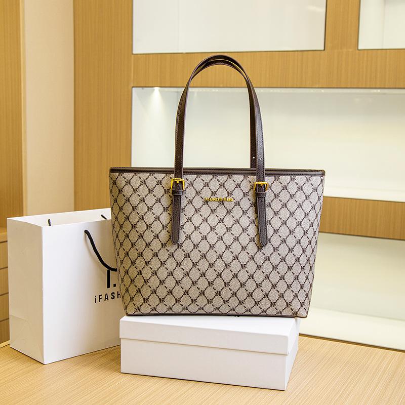 

New fashionable large-capacity handbag going out shoulder bag simple tote bag old flower casual underarm bag серый