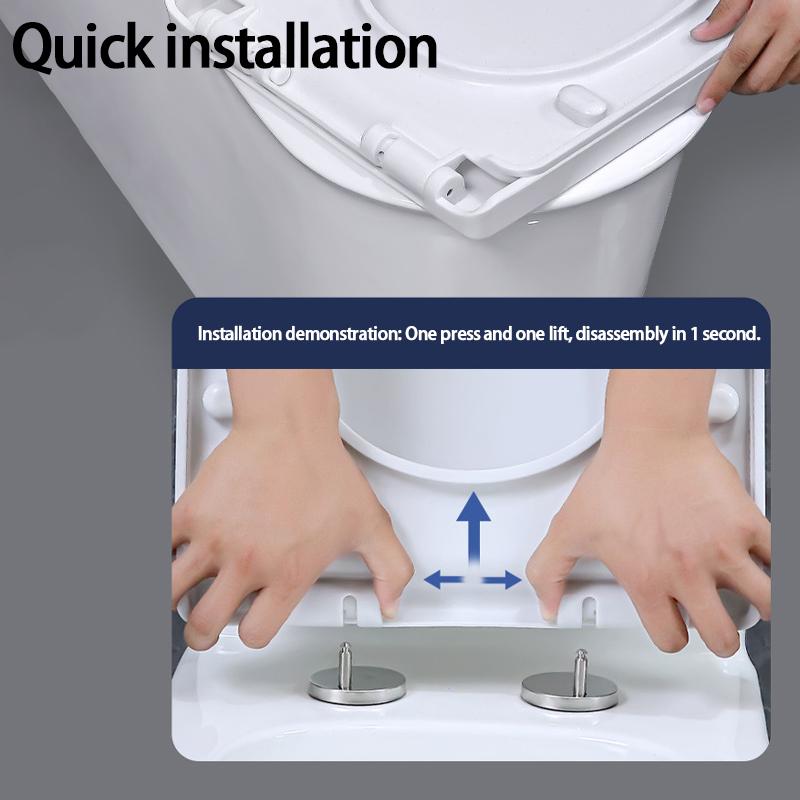 [Installiert in 1 Sekunde] Verdickter, bruchsicherer Toilettensitz, kompatibel mit allen Marken, U/V/O-förmigen Toilettensitzen