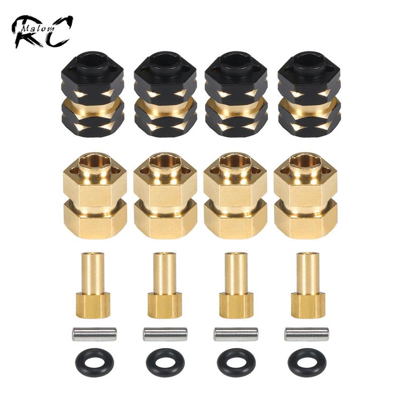 4Pcs Brass Wheels Hex Hub Extenders 7mm with Nuts for 1/24 RC Crawler SCX24 Bronco C10 Gladiator AX24 Upgrade Parts