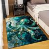 Multiple Sizes Blue Octopus with Gold Textures Carpet for Living Room Bedroom Sofa Home Decor Rug Non-slip Floor Mat Luxury Gift
