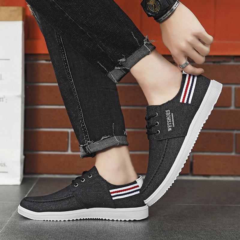 

Мужская обувь 2025 летние парусиновые туфли мужские, корейская версия повседневных кроссовок корейская версия универсальных дышащих тканевых туфель, студенческие белые туфли 39 чёрный