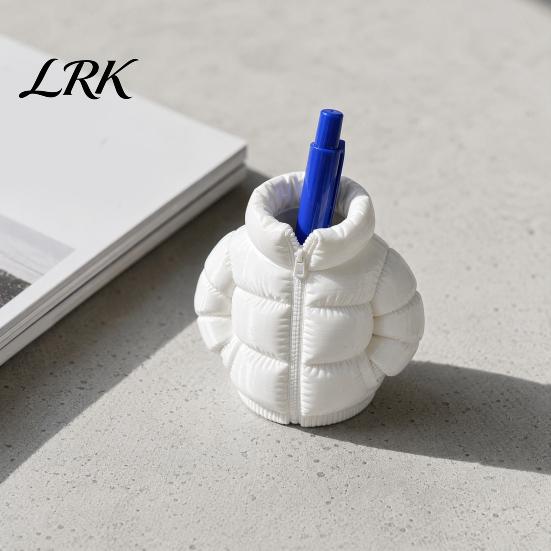 Warm Visual Pen Holder Down Jacket Holder, 3D Printed Desktop Organizer, Lightweight Durable Hollow Matte Texture for Students Dormitory Office