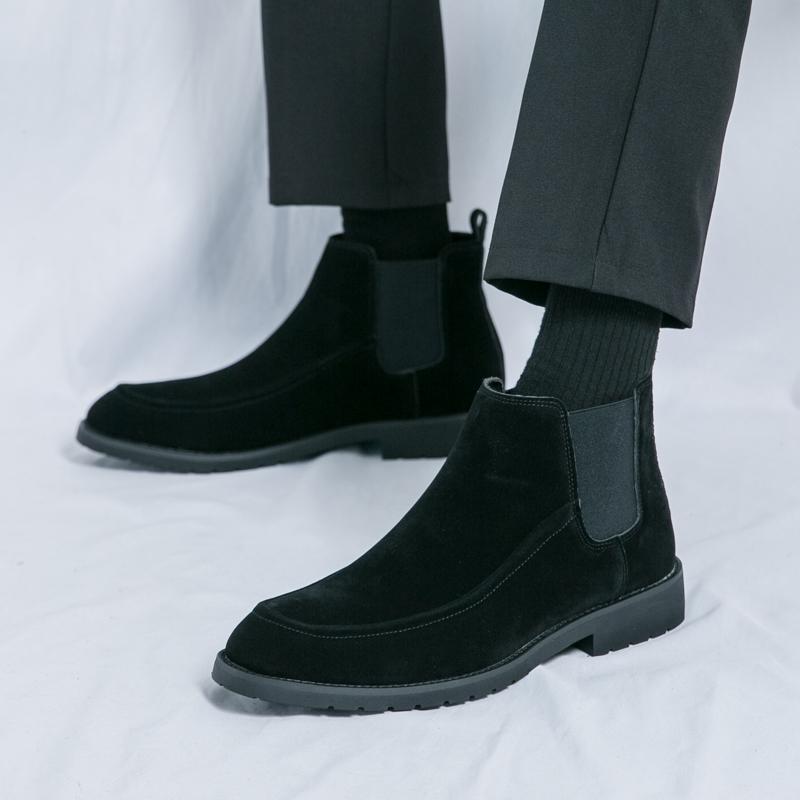 Fashion Elegant High Top Ankle Boots, High-quality Brand Men's Leather Casual Shoes Classic Brown Men's Business Boots Massage Soles