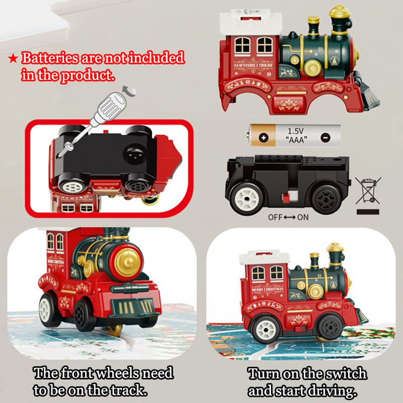 Kids Christmas Puzzles Electric Rail Car Creative Games DIY Assembling Scene Map Rail Train Children Toys Fun Christmas Gifts