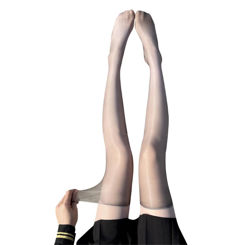 Women Shiny Ultra-Thin Silky Thigh High Stockings Sexy Oily Bright Shimmery Over Knee Long Socks Glossy Hosiery Clubwear