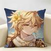 Aether Genshin Game Cushion Cover Natural Linen Organic Fabric DoubleSided Printing Room Sofa Decor Pillow Case