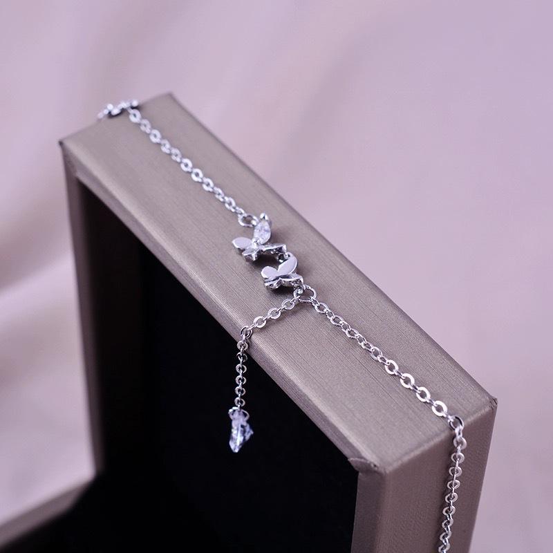 

S925 Sterling Silver Korean-Style Adjustable Tassel Bow Necklace for Women S925 Silver