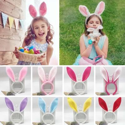 Easter Bunny Ear Headband Patchwork Color Soft Plush Hair Hoop Washing Face Bathroom Girl Headband Head Accessories