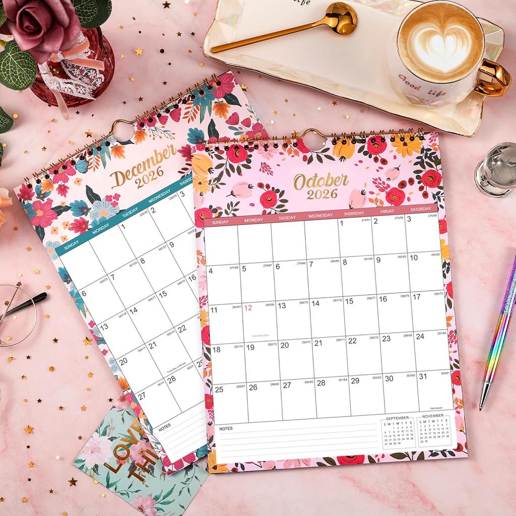 2026 Calendar - JAN 2026 - DEC 2026 Wall Calendar, 12 Month Wall Calendar 2026, 8.5" X 11", Twin-Wire Binding + Hanging Hook + Large Blocks with