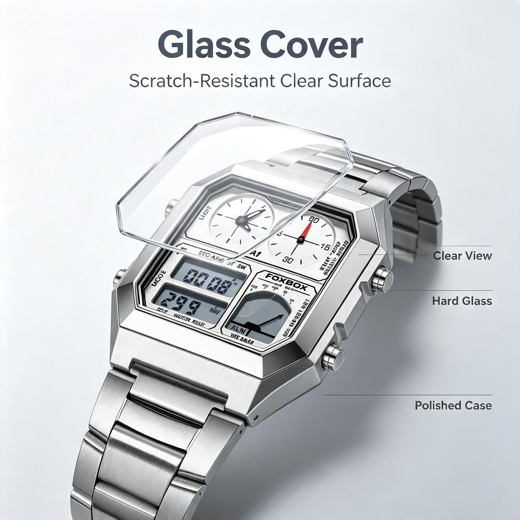 FOXBOX Electronic Rel Gio Mulher Electronic Night Glow Waterproof Watch Sports Men's Lightweight Square Classic Fashion