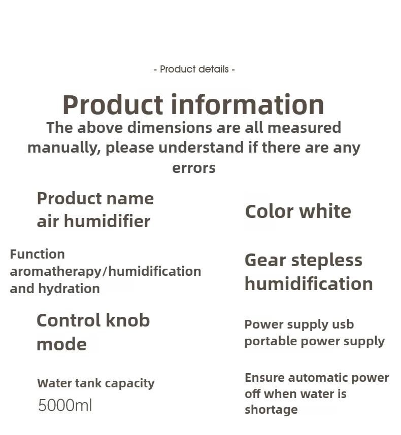 Air Humidifier Indoor Large Capacity Spray Office Adjustable Mist Humidification and Water Replenishing Aromatherapy Machine