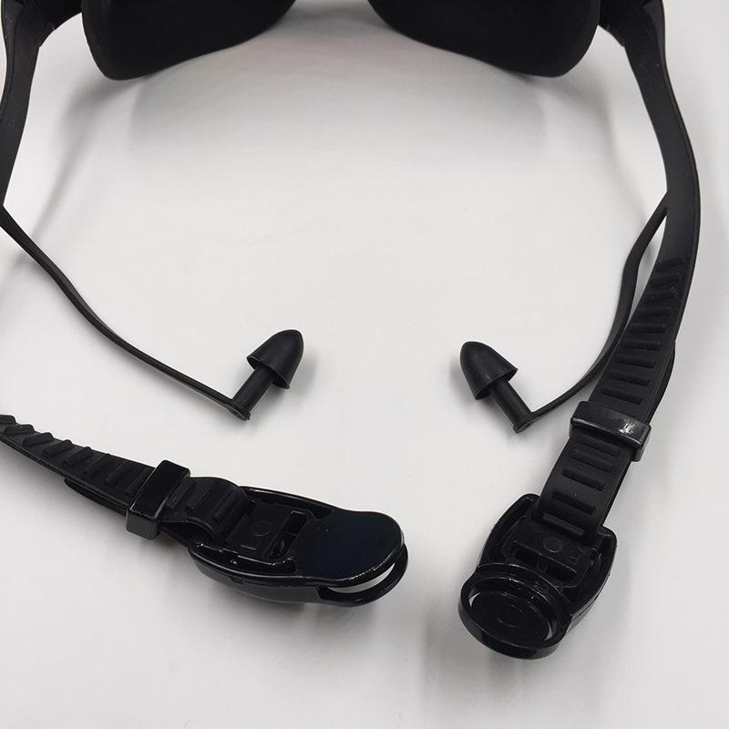 Large Frame Plated Waterproof Anti-Fog Swimming Goggles with One-Piece Earplugs for Men and Women