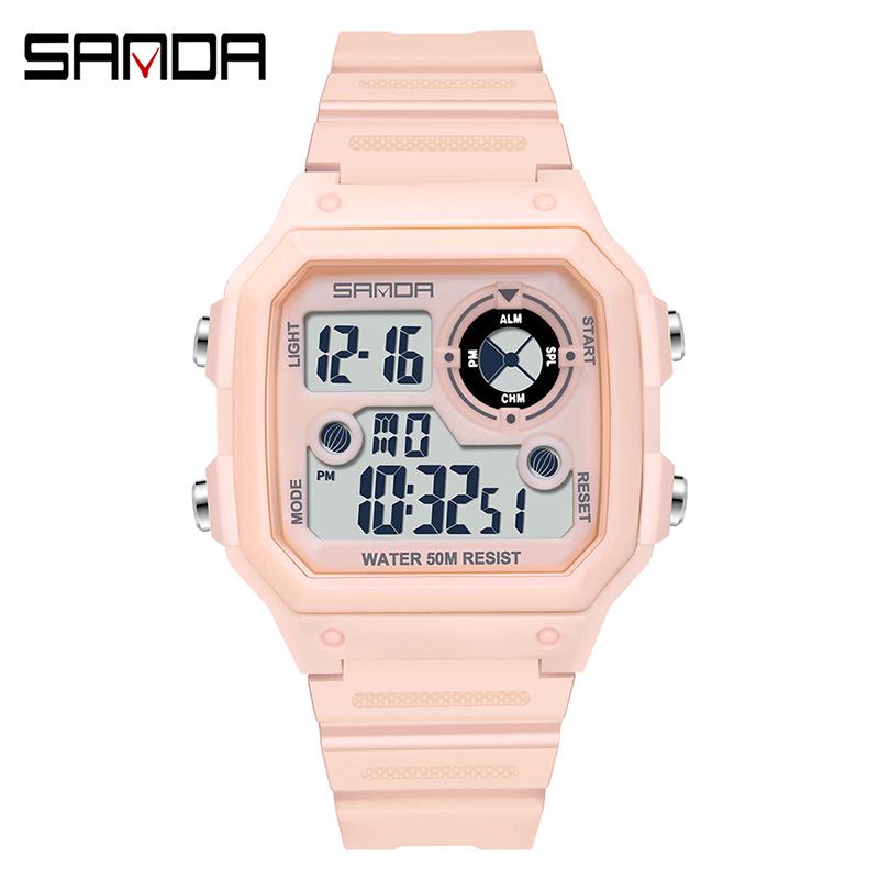 Sanda Men's Waterproof Digital Sports Watch - Luminous Square Outdoor Fashion Watch for Students