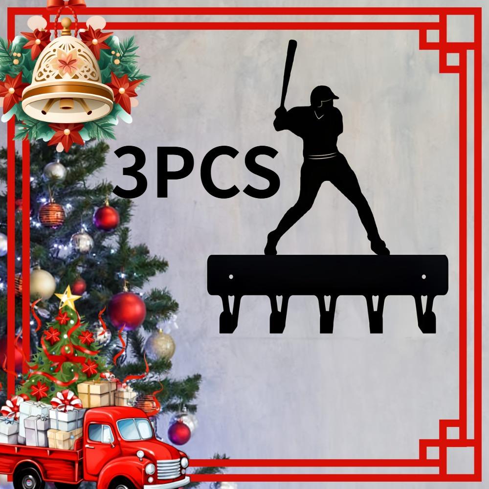 

3PCS Wide Metal Baseball Batter Key Holder Wall Hook Iron Craft Coat Towel Rack Sports Theme Home Decor Halloween Christmas Gift TY1057-6in-3PCS