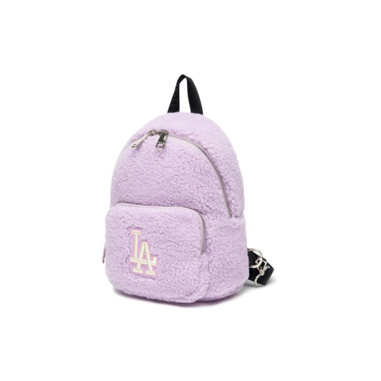 MLB Lamb Fleece Series LA Dodgers Logo Mini Backpack Women backpack Purple Pink 3ABKS0216-07LDL